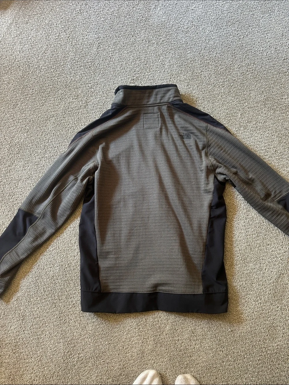 The North Face Gray and Black Lightweight Softshell Jacket with Red Trim